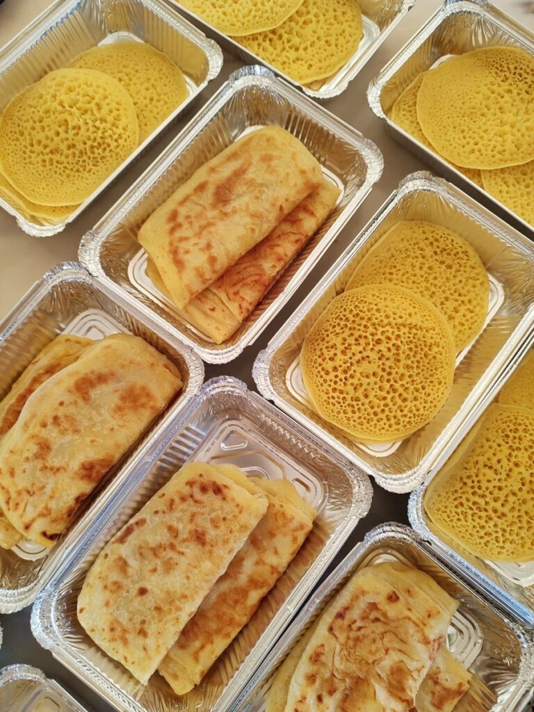 Fresh vegan breakfast portions prepared for delivery