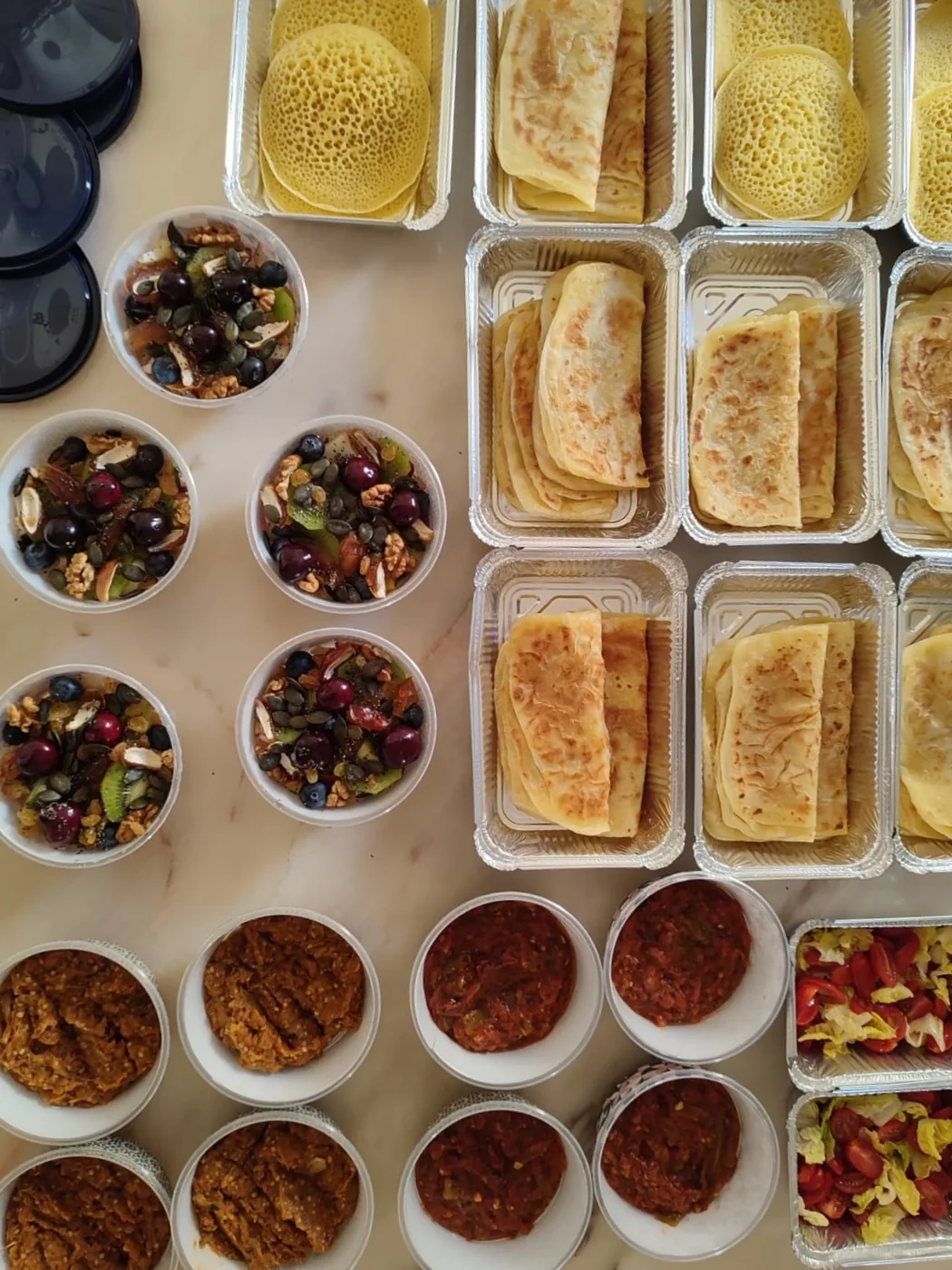 Fresh Moroccan msemen and beghrir breakfast packs